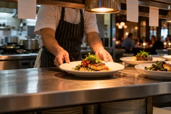 A busy restaurant counter or a plated special
