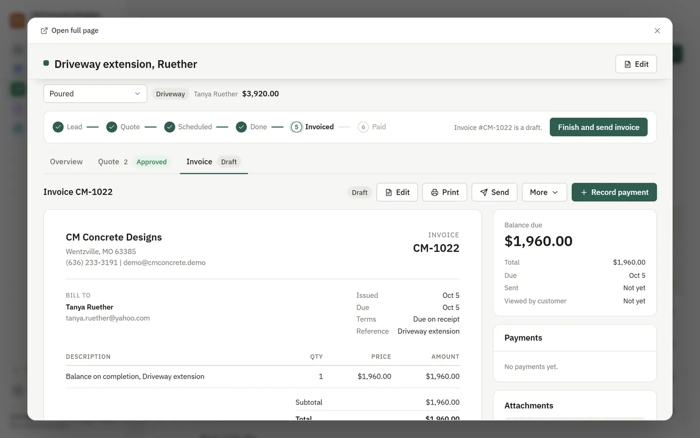 An invoice with a Pay now button