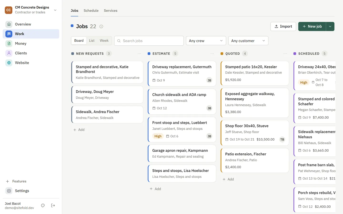 The jobs board and an open job